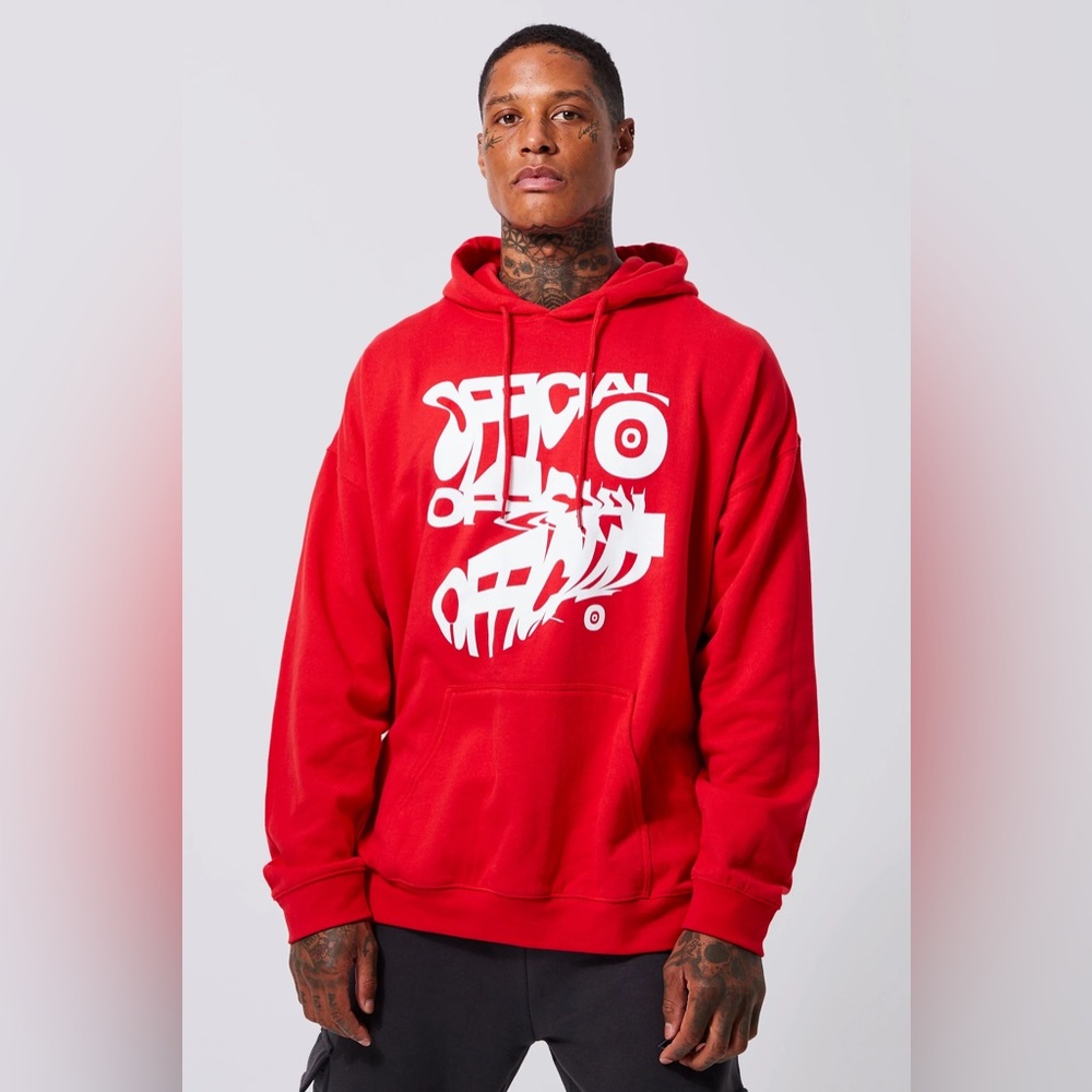 Boohoo Man OVERSIZED OFFICIAL SPLICE GRAPHIC HOODIE